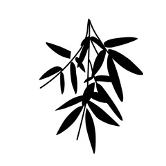 Bamboo leaves black silhouette