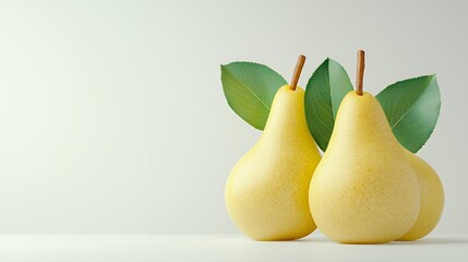 Three ripe pears on white background, food advertising