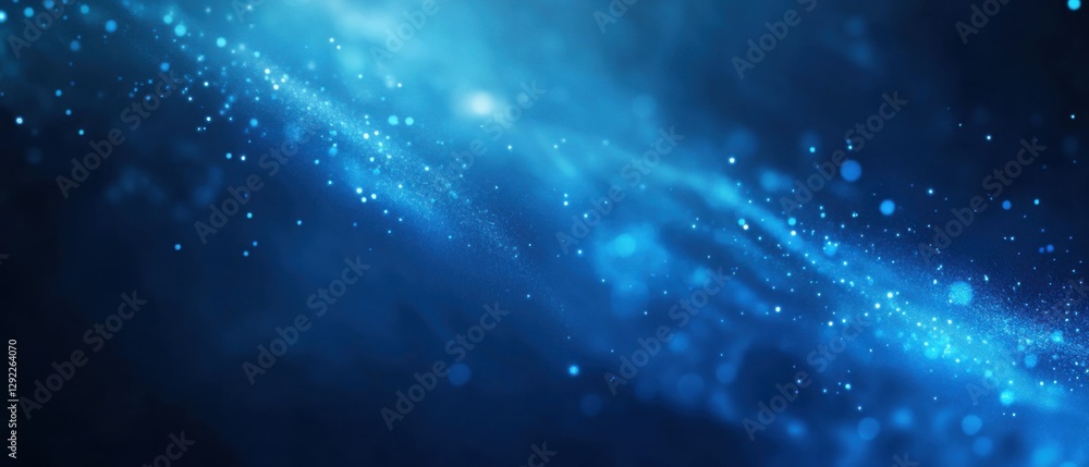 Poster abstract blue glitter sparkle background with bokeh effect, creating a dreamy and magical atmosphere