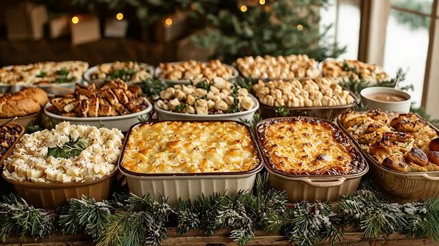 A Bountiful Christmas Feast: A Table Filled with Delicious Dishes
