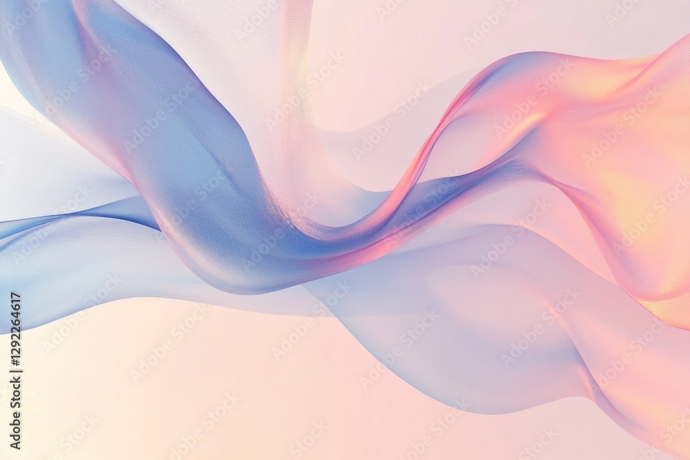 Poster soft, flowing fabric waves in pastel tones creating an elegant, calming atmosphere indoors. generati