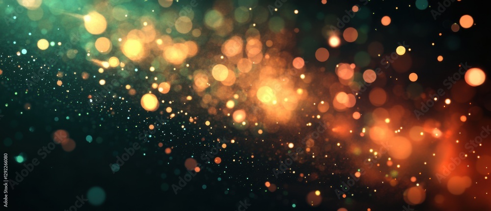 Aufkleber abstract bokeh background with sparkling orange and teal lights creating a magical and festive atmos