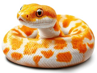 Fototapeta premium Orange Snake, coiled, studio, white background