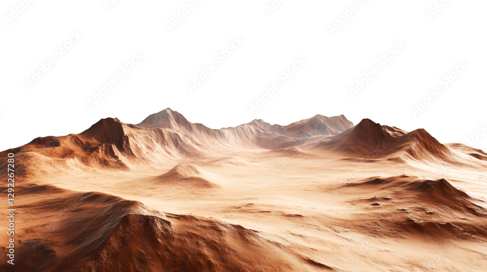 Poster panoramic view capturing the vast surface of mars, featuring rocky mountains and deep valleys, all s