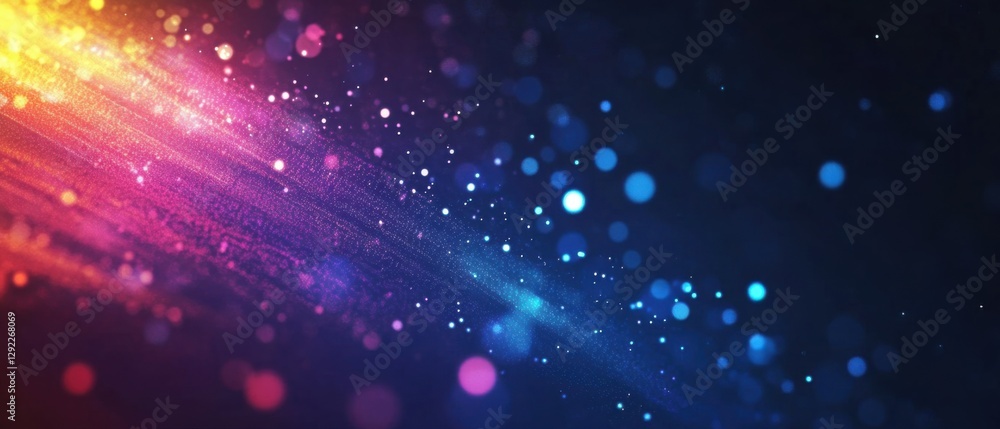 Poster abstract colorful light streaks with bokeh effect on dark background concept of futuristic technolog