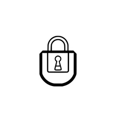 Black-and-White Minimalist Illustration of a Padlock, Isolated on a White Background
