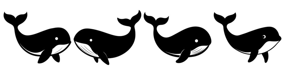 Whale Silhouette Bundle Majestic Designs for Ocean, Wildlife, and Nature Themed Projects