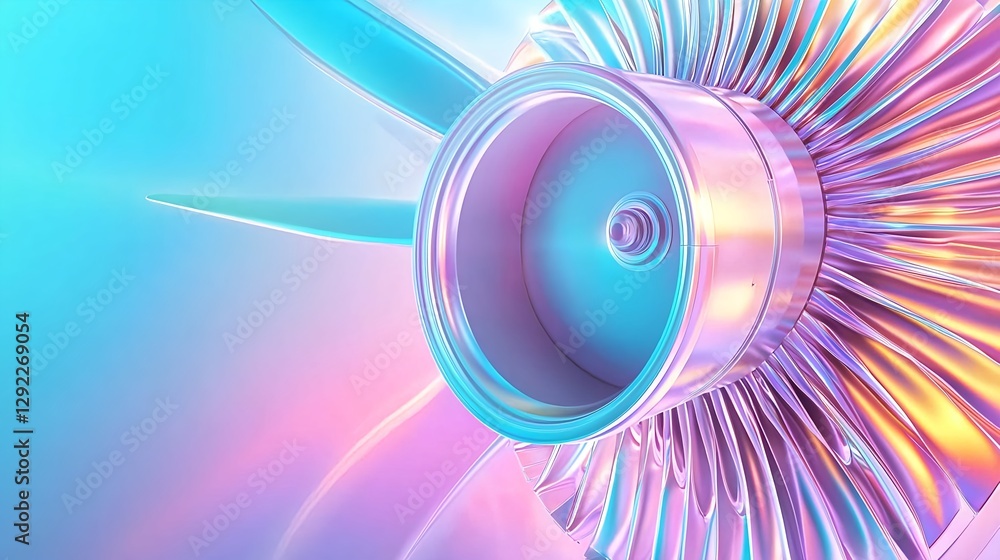 Poster abstract-close-up-of-a-futuristic-turbine-with-a-shimmering-metallic-finish-and-dynamic-light-reflec