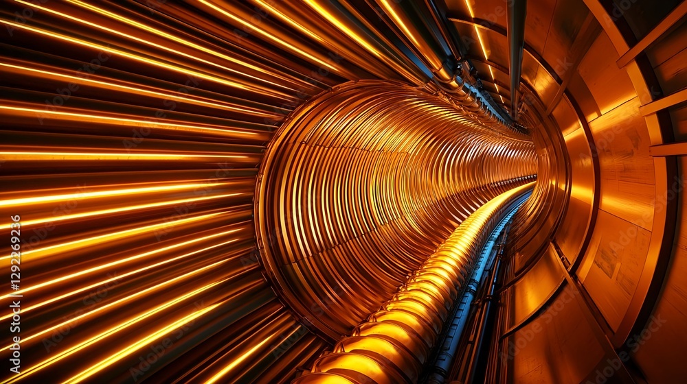 Poster abstract-futuristic-tunnel-with-glowing-lines-and-vibrant-orange-illumination-creating-an-immersive-