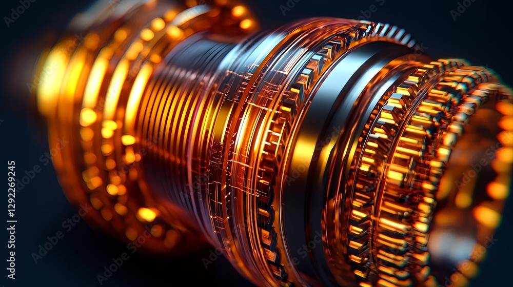 Poster abstract-metallic-structure-with-intricate-layers-and-vibrant-orange-and-silver-colors-glowing-on-a-