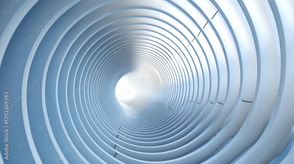 Poster abstract-view-of-a-modern-circular-tunnel-with-light-reflections-and-smooth-lines-in-a-bright-futuri