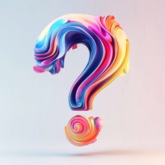 question mark, colorful, large on a white background, 3d, icon