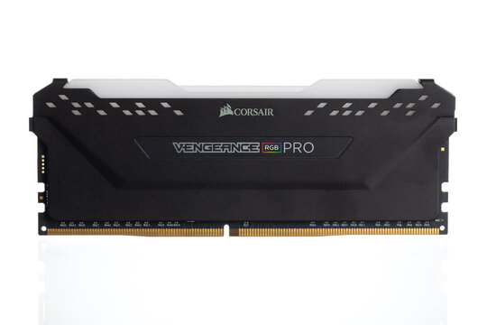 Yerevan Armenia - February 10, 2025: Corsair vengeance rgb pro series DDR4 memory.