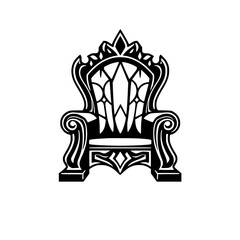 Black and White Throne: An ornate and regal throne illustration with intricate, stylized details and two small yellow elements.