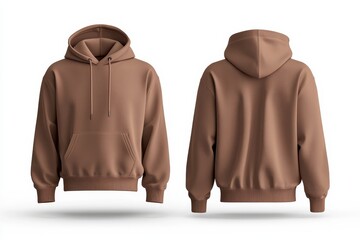 Stylish clay hoodie mockup front pocket and drawstrings from multiple angles for apparel design