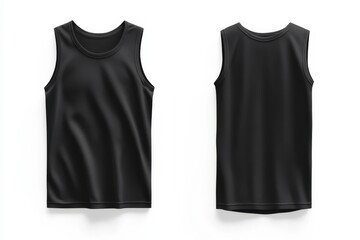 Stylish men's sleeveless tank top mockup athletic design and breathable fabric in black color from two different angles