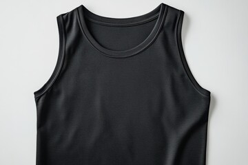 Sporty sleeveless tank top mockup in plain black showcasing soft texture and breathable fabric on a clean white backdrop