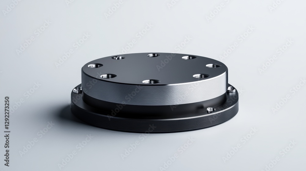 Poster round metallic base with multiple screw holes for industrial applications and engineering use in mod