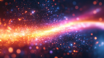 Obraz premium A dynamic blend of blue, red, yellow, and purple light streaks, set against a sparkling starfield, symbolizing high-speed space travel or hyperspace in a modern, futuristic context