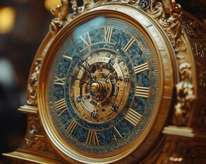 Ornate antique clock face details