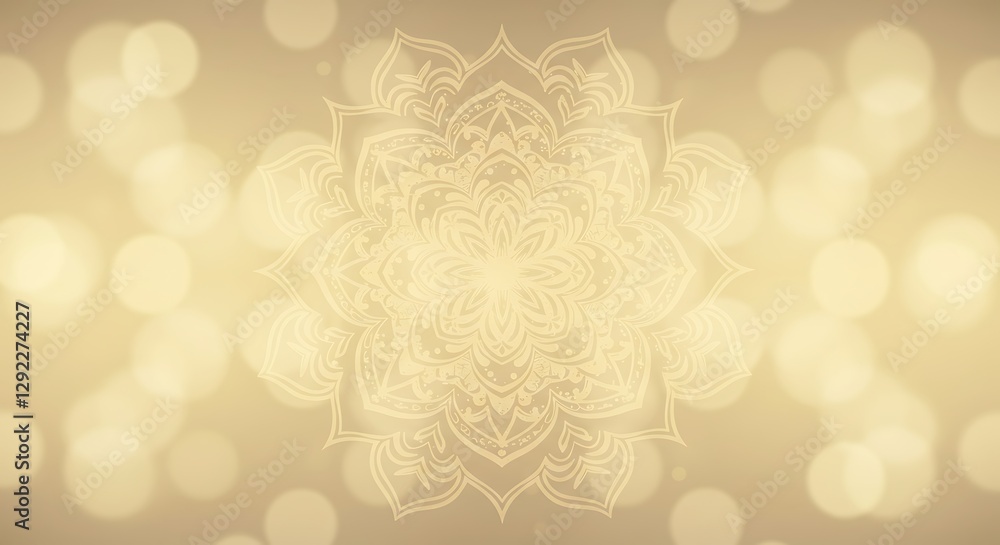 Poster elegant mandala design soft beige bokeh background seamless loop