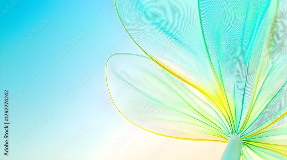 Poster ethereal-pastel-abstract-flower-shape-against-a-soft-blue-sky-creating-a-serene-and-uplifting-atmosp
