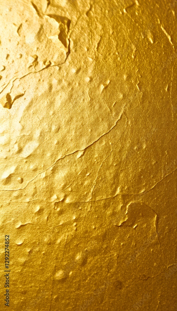 Poster close up of a golden textured surface with uneven highlights and shadows