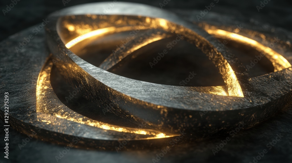 Poster abstract representation of agreement and business trust showcasing interconnected metal shapes with 