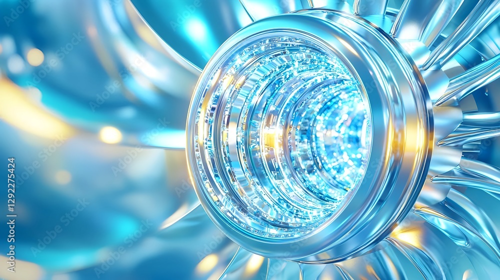 Poster futuristic-abstract-design-featuring-luminescent-circular-shapes-and-metallic-elements-in-blue-and-s