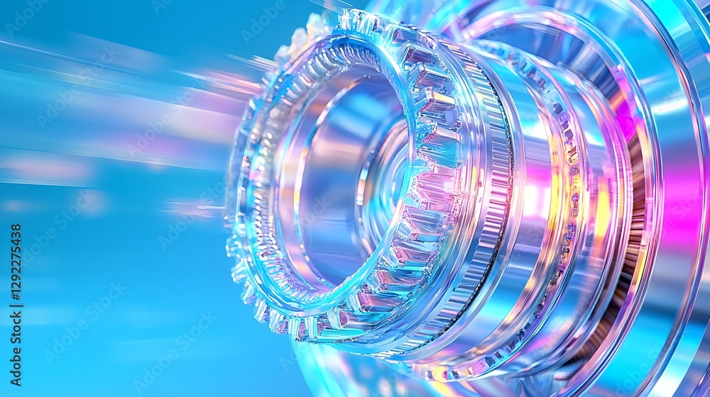 Poster futuristic-abstract-design-featuring-spinning-gears-in-vibrant-colors-with-motion-blur-effects-empha
