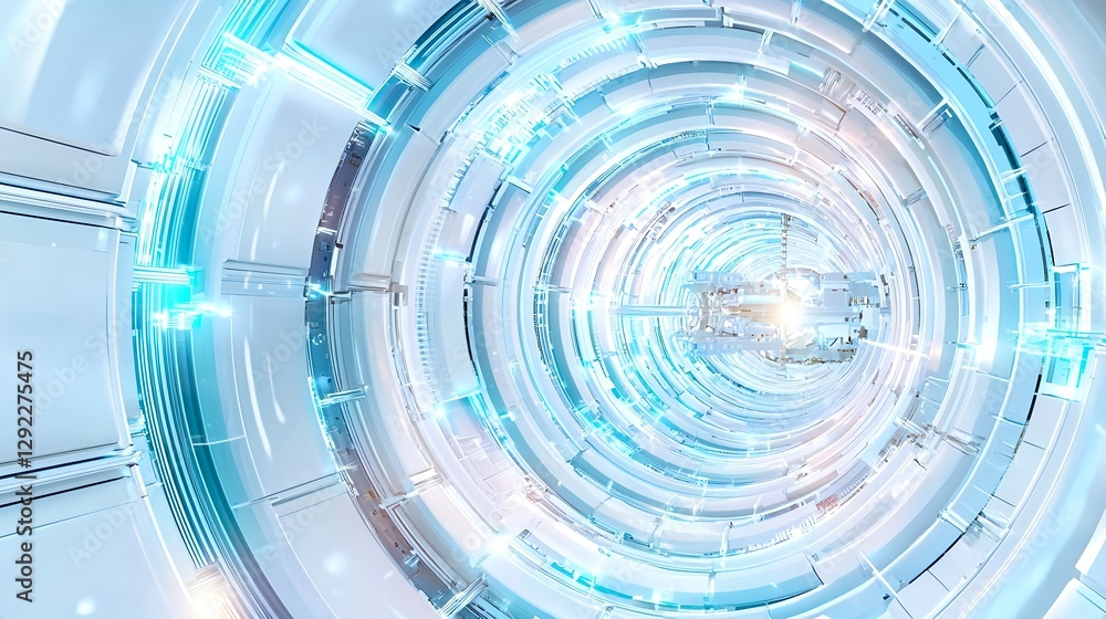 Poster futuristic-abstract-tunnel-with-bright-light-in-a-digital-environment-for-creative-and-technology-co