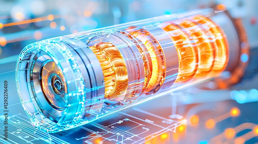 Poster futuristic-electric-motor-showcasing-intricate-design-and-components-with-glowing-elements-and-techn