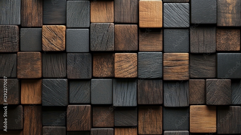 Poster transform your space with rustic wood texture 3d square block tiles that bring earthy tones and arti