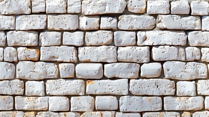 Fototapeta premium A sleek white washed brick wall enhances your space with a clean, modern touch, perfect for any contemporary design.