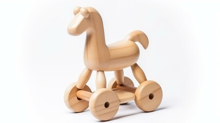 A classic wooden rocking horse, perfect for kids to enjoy hours of imaginative play and fun on a sturdy design.