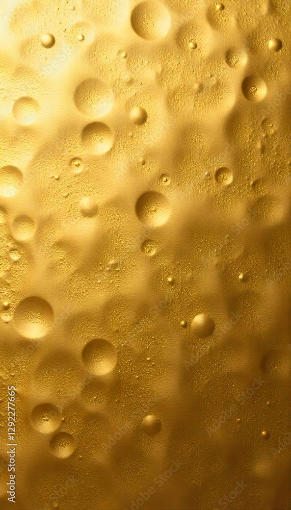 Poster golden abstract texture with shimmering bubbles and glitter background. closeup macro photography of