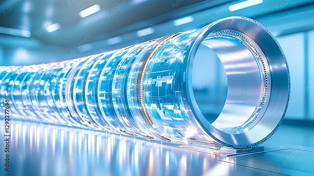 Poster futuristic-technology-display-with-light-trails-in-a-high-tech-environment-for-modern-innovation-con