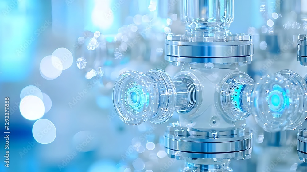 Poster futuristic-transparent-technology-design-with-blue-highlights-in-laboratory-environment-for-science-