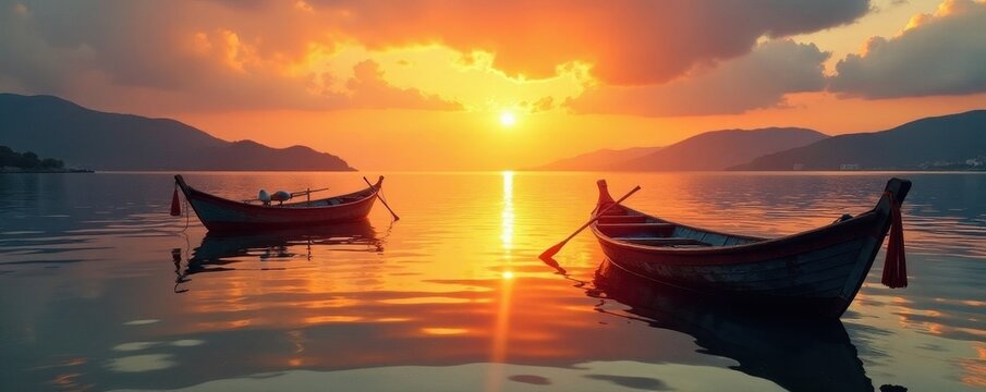 Sunrise warms wooden fishing boats, Karina, Soke, Aydin , dawn, peaceful