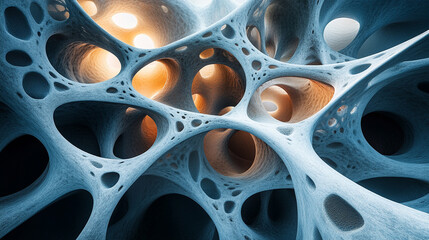 small, irregularly shaped objects under a scanning electron microscope, highlighting bone structure, with a focus on modern scientific exploration and analysis of biological materials