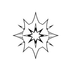 Fototapeta premium Black and White Starburst with Central, Eight-Pointed Star and Spiked Outer Points on a White Background.