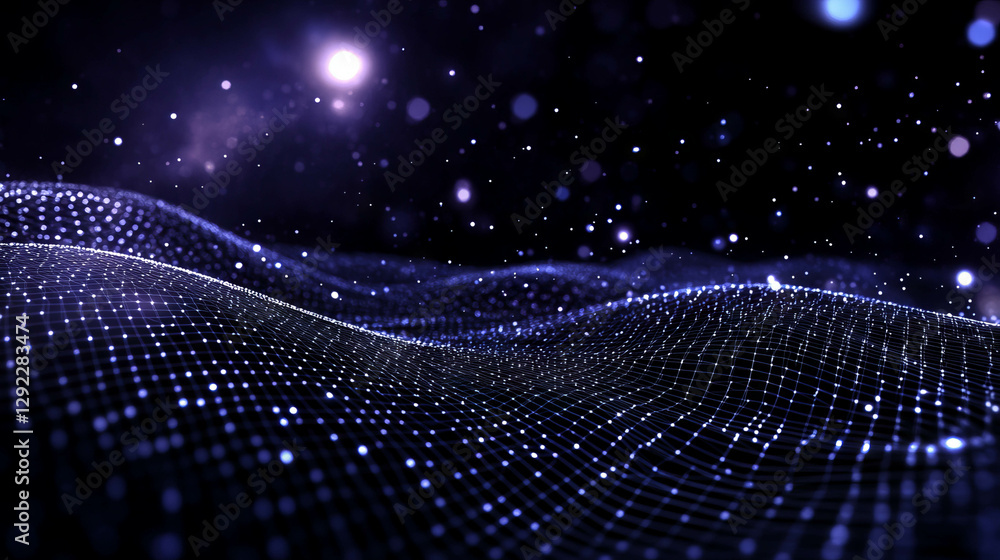 Poster futuristic abstract geometric wireframe background with cosmic energy for digital design projects