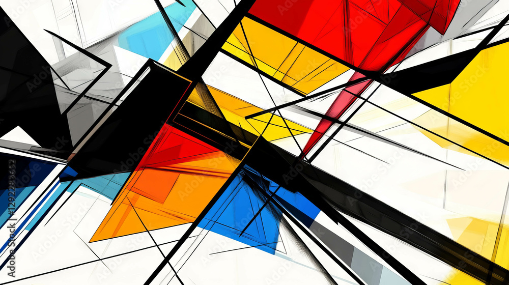 Aufkleber vibrant abstract composition with geometric shapes and dynamic lines