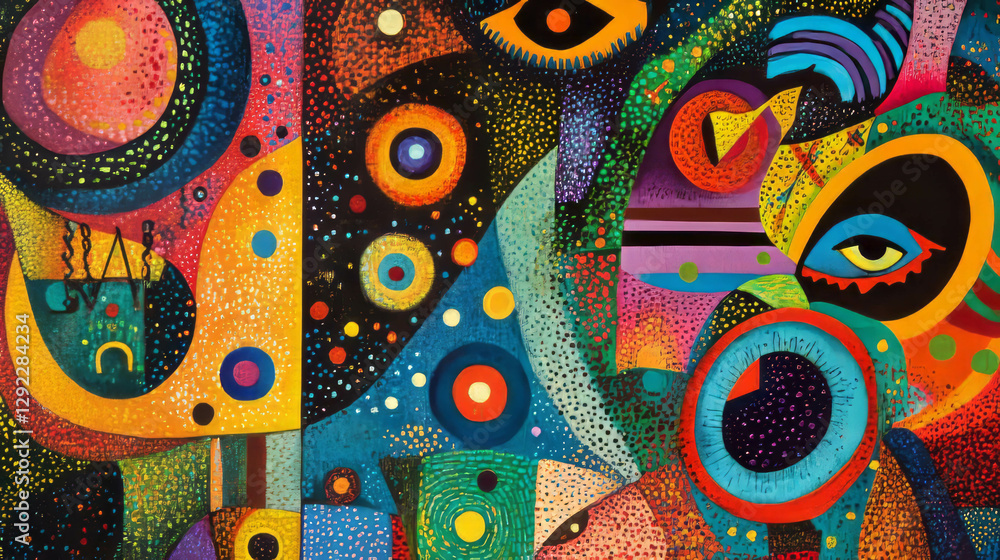 Poster vibrant abstract background with colorful shapes and squiggles for artistic design