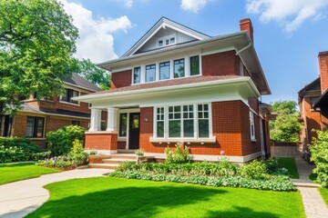 Discover a delightful two-story brick home featuring a tastefully landscaped yard, all nestled in a peaceful neighborhood, bathed in sunshine