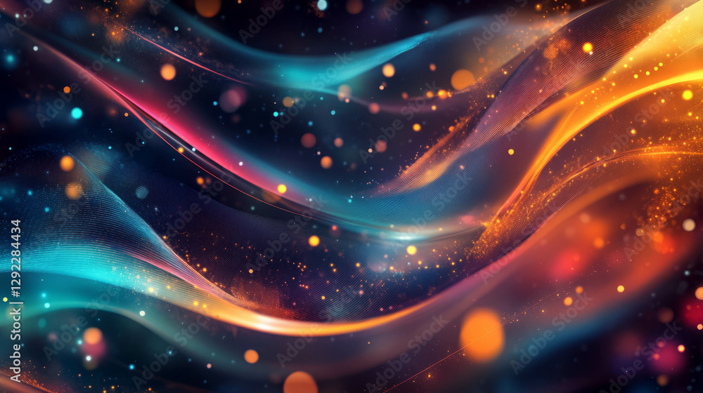 Poster dynamic abstract background with vibrant neon textures and flowing light patterns