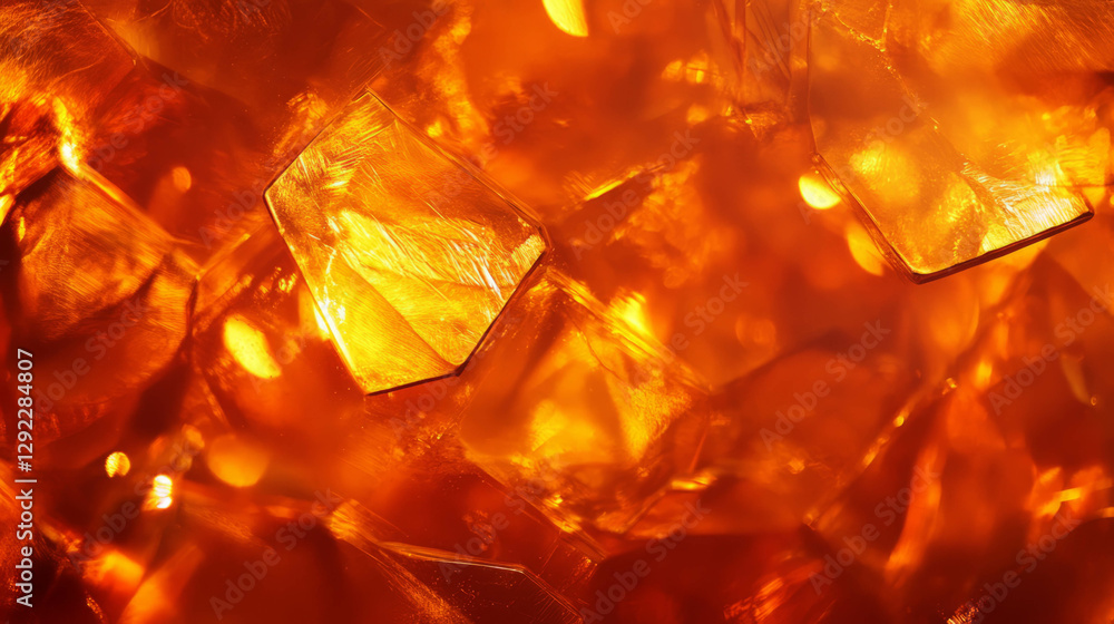 Poster abstract amber light reflection on faceted surface for background design