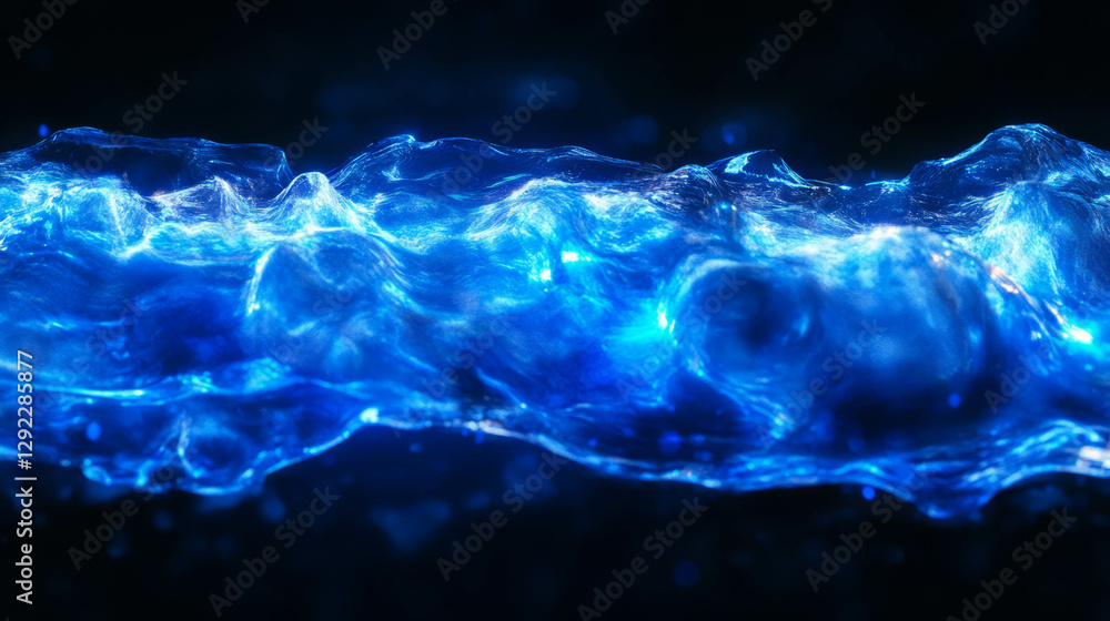 Poster abstract flowing blue light waves with dynamic textures for modern background design
