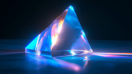 Prism light refraction on blue background for abstract design and decorative use