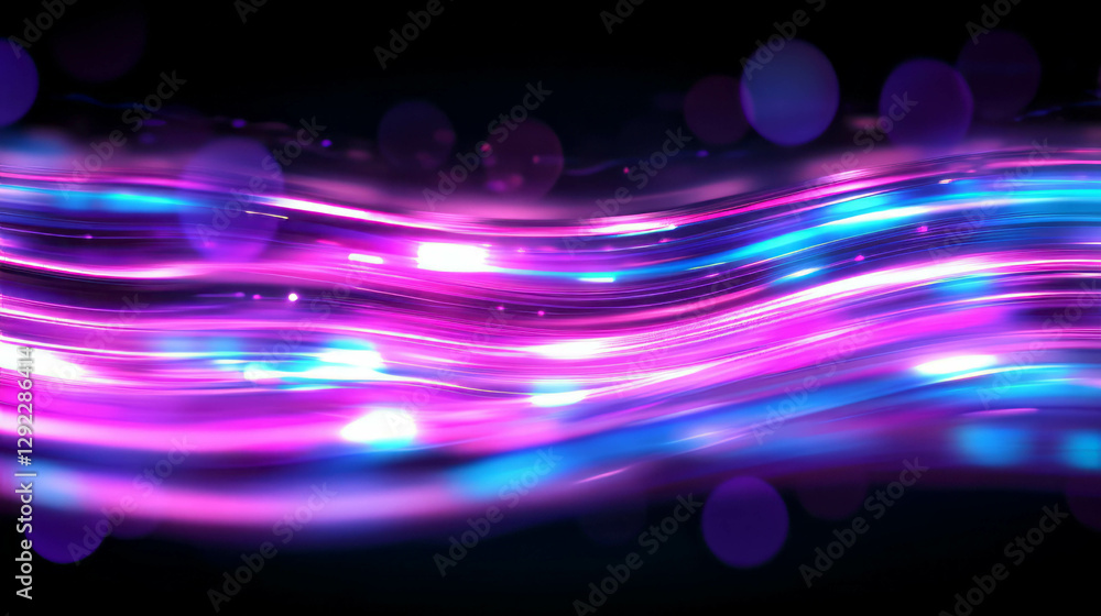 Poster abstract bokeh background with vibrant thin light trails for modern design projects